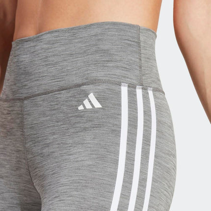 adidas Women's Training Essentials 3-Streifen Hohe Taille 7/8 Tights Leggings, Dark Grey Mottled, XXS