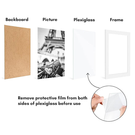 Americanflat 8x12 Picture Frame Set of 5 in White - Picture Frames Collage Wall Decor with Plexiglass Cover and Hanging Hardware - Gallery Wall Frame Set for Horizontal or Vertical Display