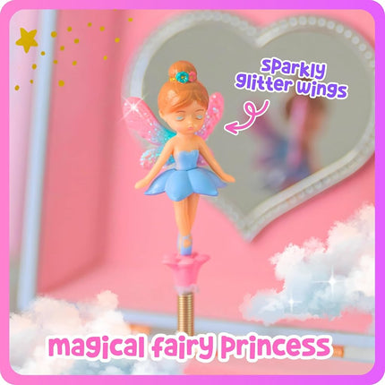Musical Fairy Jewellery Box for Girls - Kids Music Box with Spinning Fairy and Mirror, Princess Birthday Gifts for Little Girls, Jewellery Box for Ages 3-10 - 17.1 x 13.3 x 15.2 cm