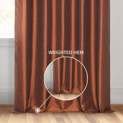 HPD Half Price Drapes Faux Silk Blackout Curtains 84 Inches Long for Bedroom & Living Room Vintage Textured Blackout Curtain (1 Panel), 50W x 84L, Copper Kettle