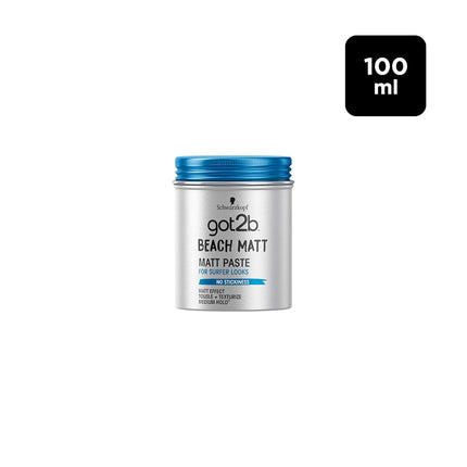 Schwarzkopf got2b Beach Matt Texturising Matt Paste, Medium Hold, Silicone Free, 100 ml - Pack of 6