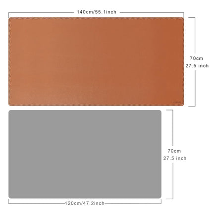 Mydours PU Leather Desk Pad, Dual-Sided Computer Mouse Pad, 140x70cm Large Desk Mats on The Top of Desks, Waterproof Desk Mat Protector for Office and Home Work (Brown)