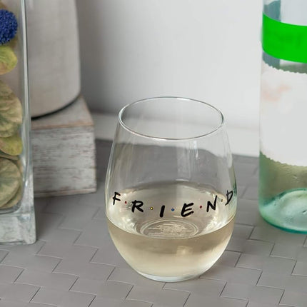 Copa de vino sin tallo Silver Buffalo Friends Doodle Logo, 590 ml