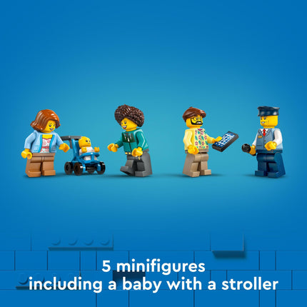 LEGO City Juego de construcción de juguete Autobús turístico rojo de dos pisos, regalo de cumpleaños para niños de 7 años, autobús de Londres, para niños, juguete de autobús de dos pisos, 5 personajes, incluyendo un bebé y un cochecito, 60407