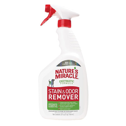 Nature's Miracle Eliminador de manchas y olores para perros, aroma original, 946 ml, limpiador enzimático multisuperficies - Usar en alfombras y muebles, eliminador de orina de mascotas, pulverizador de gatillo