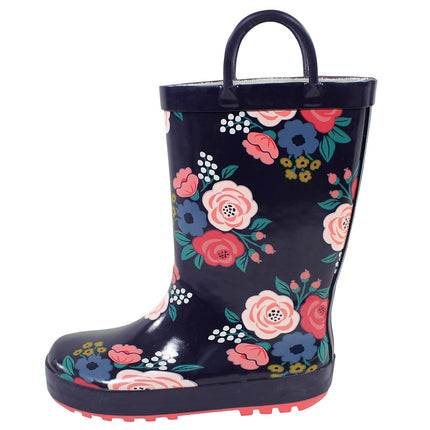Hudson Baby Bottes de pluie unisexe pour enfant, motif floral audacieux marine, taille 9 pour tout-petits
