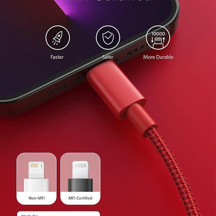 Anker New Nylon USB C to Lightning Cable, Apple MFi Certified for iPhone 14 Series, and More (6FT,Red)