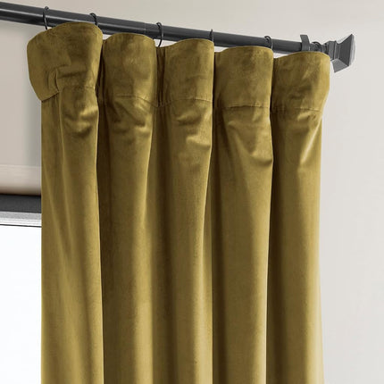 HPD Half Price Drapes Heritage Plush Velvet Curtains 108 Inches Long Room Darkening Curtains for Bedroom & Living Room 50W x 108L, (1 Panel), Peat Green