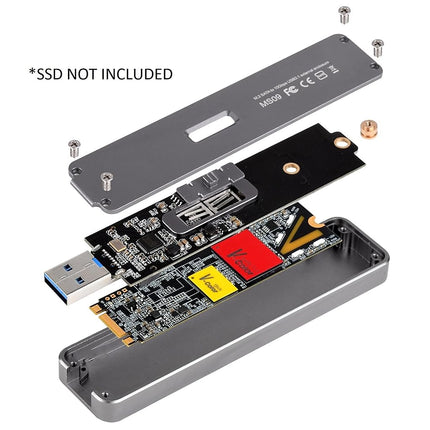 SilverStone Technology M.2 SATA SSD to USB 3.1 Gen 2 Enclosure with Retractable Aluminum USB Type-A Housing in Silver MS09S