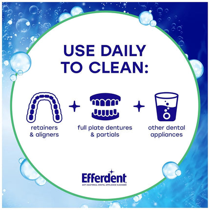 Efferdent Plus Mint Anti-Bacterial Denture Cleanser | 90 tablets | Actively Cleans Between Dentures | Packaging May Vary