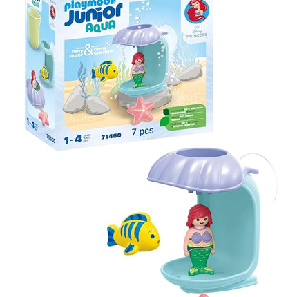 Playmobil 71460 JUNIOR AQUA & Disney: Ariel's Shell Shower, for toddlers, made from over 90% plant-based plastics, indoor and outdoor water toy, fun role-play, playsets for children ages 12 months+