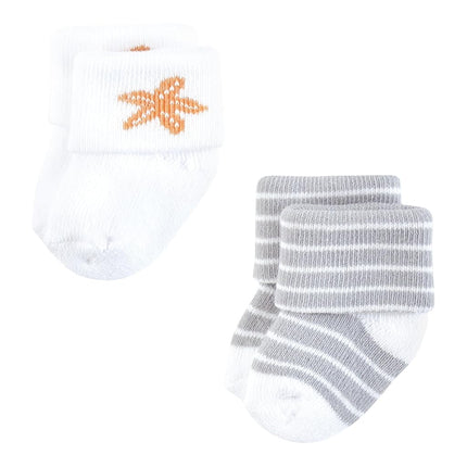 Hudson Baby Calcetines Ricos en Algodón para Recién Nacidos y de Felpa Unisex, Estrella de Mar, 6-12 Meses, Estrella de Mar, 6-12 Meses