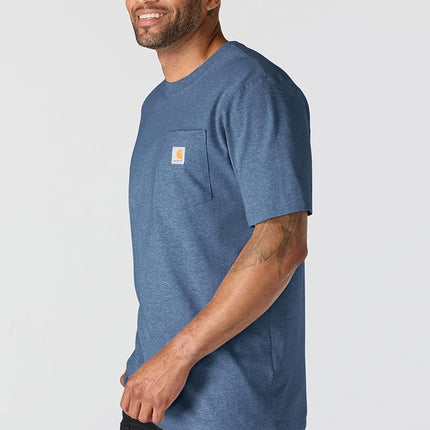 Carhartt Men's Loose Fit Heavyweight Short-sleeve Pocket T-shirt, Dark Tranquil Blue Heather, S