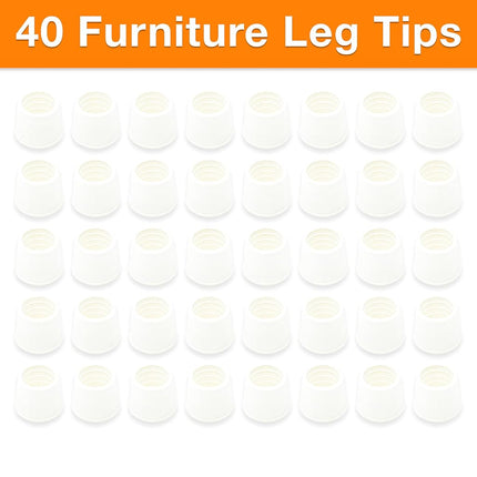 Shepherd Hardware 8616E 7/8-Inch Inside Diameter Rubber Chair Leg Tips, 40-Pack, White, (Pack of 40)