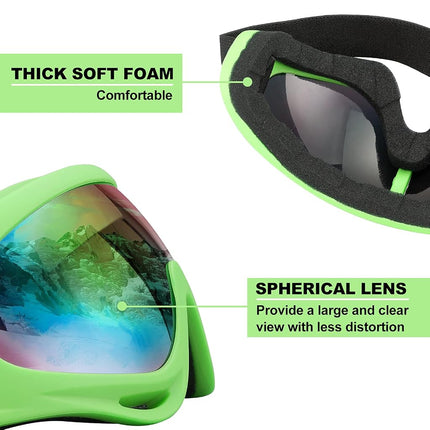 SixYard Ski Goggles, Motorcycle Goggles, 3 Pack Snowboard Snow Goggles for Men Women Adult Youth (Style 1)