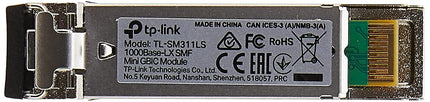 TP-Link Gigabit SFP Module, 1000Base-LX Single-Mode Fiber Mini GBIC Module, Plug and Play, LC/UPC Interface, Up to 10km Distance (TL-SM311LS)
