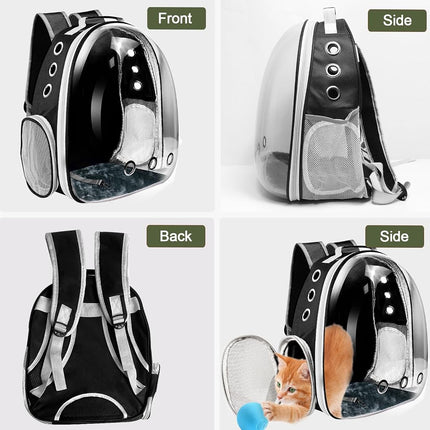 Cat Backpack Carrier, Pet Cat Carrier with Ventilated Design for Carrying Puppy Cats, Pet Carrier Backpack for Traveling/Hiking/Camping/Outdoors Airline Approved Travel (Black)