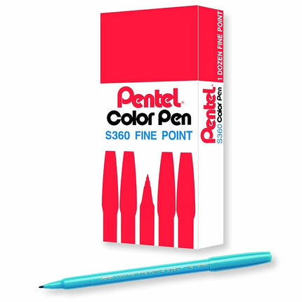 Pentel Arts Color Pen, Turquoise, Box of 12 (S360-114)