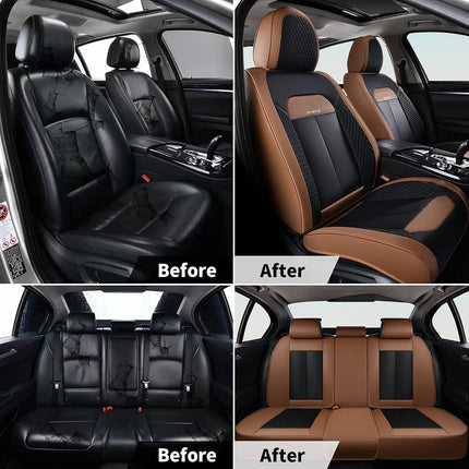 FLORICH Car Seat Covers Front Seats Only, Luxury Leather Seat Covers Universal Anti-Slip Driver Seat Cover, Automotive Vehicle Seat Covers fit for Trucks Vans SUVs Sedans (2 Packs, Coffee)