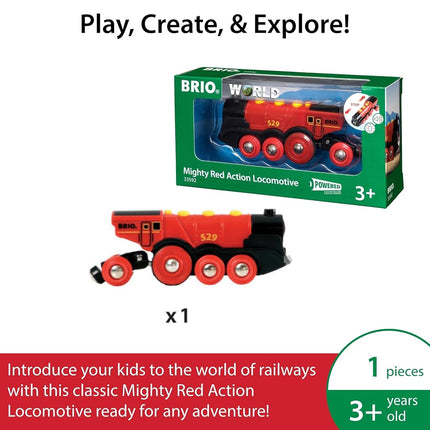 BRIO World Mighty Red Locomotive Battery Powered Toy Train for Kids Age 3 Years Up - Railway Set Accessories & Add Ons