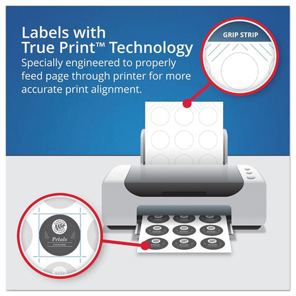 Avery 2" Glossy White Round Labels, Sure Feed, Full Bleed -Print to The Edge, 120 Thank You Labels (22807)
