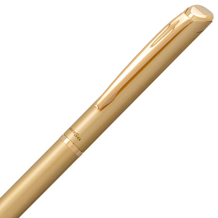 Bolígrafo de gel líquido premium Pentel EnerGel Style, (0.7mm) Trazo medio, Barril dorado, Tinta negra con estuche de regalo (BL2007XABX)