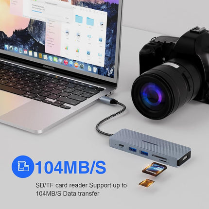 SUTOUG Docking Station, 10 in 1 USB C Hub with 4K HDMI,USB-C Data Transfer Port, 2* USB3.0 Type-A, 2* USB 2.0 Type-A, SD/TF Card Reader, 3.5mm Stereo Jack for Mac OS & Windows