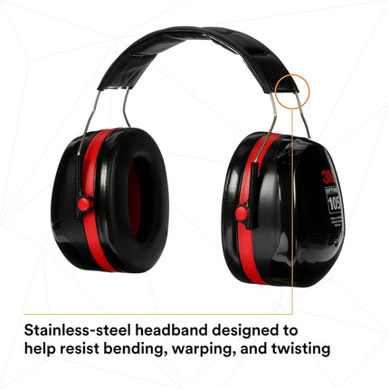 3M Peltor Optime 105 Over the Head Earmuff, Ear Protectors, Hearing Protection, NRR 30 dB