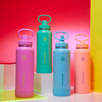 ThermoFlask 40 oz Double Wall Vacuum Insulated Stainless Steel Water Bottle with Spout Lid, Screamin' Green