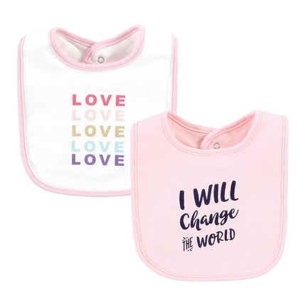 Hudson Baby Unisex Baby Cotton Bibs, Empowerment, One Size