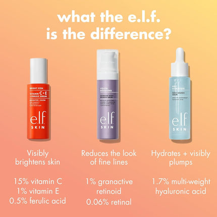 e.l.f. SKIN Bright Icon Vitamin C + E + Ferulic Serum Mini, Brightening & Soothing Face Serum, Helps Even Skin Tone, Vegan & Cruelty-Free, 0.5 fl oz