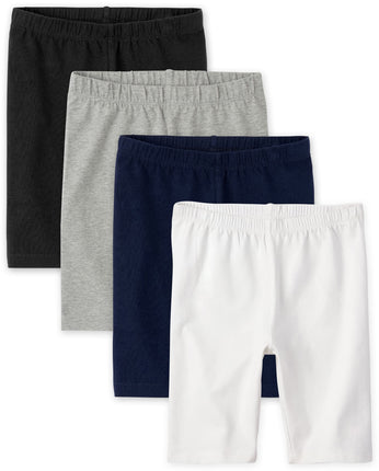 The Children's Place Girls' Solid Bike Shorts, Bla