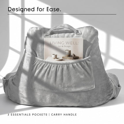 Nestl Reading Pillow for Bed, Back Pillow for Sitting Up in Bed, Light Grey