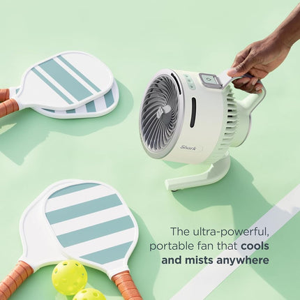 Shark FlexBreeze HydroGo Ultra-Powerful Portable Fan with Indoor/Outdoor Mist, Up to 70 Feet Range, Corded and Cordless, Up to 12 Hours. Battery, 5 Speeds, Misting