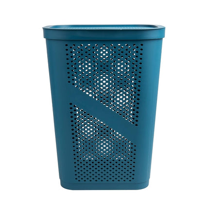 Mind Reader 60L Slim Laundry Hamper, Clothes Basket, Lid, Ventilated, Plastic, 17.25"L x 13.75"W x 23.5"H, Set of 2, Blue