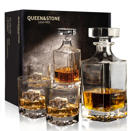 Square 25Oz Whiskey Liquor Decanter Set With 2 Gla