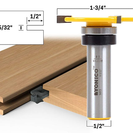 Yonico Router Bits Top Bearing Slot Cutter 5/32-Inch x 1/2-Inch 1/2-Inch Shank 14913