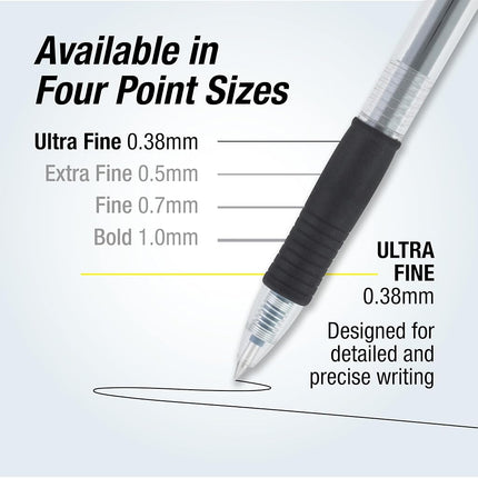 Pilot G2 Retractable Premium Gel Ink Roller Ball Pens, Ultra Fine Point, Black, Box of 12 -31277