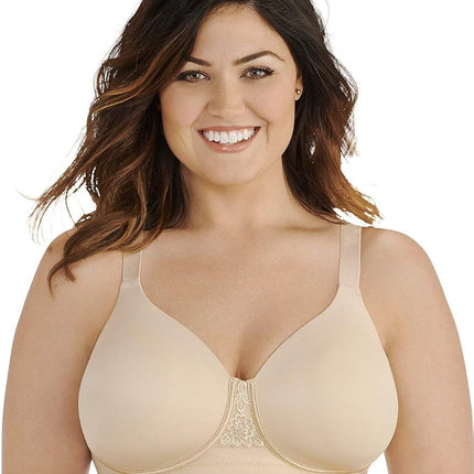 Vanity Fair Women's Full Figure Beauty Back Smoothing Bra, 4 Way Stretch Fabric, Lightly Lined Cups Up to H, Opaque, Wirefree-Beige, 38DD