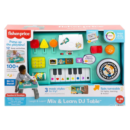 Fisher-Price Baby & Toddler Activity Table, Laugh & Learn Mix & Learn DJ Table, Musical Learning Toy with Lights & Sounds, UK English Version, HRB66