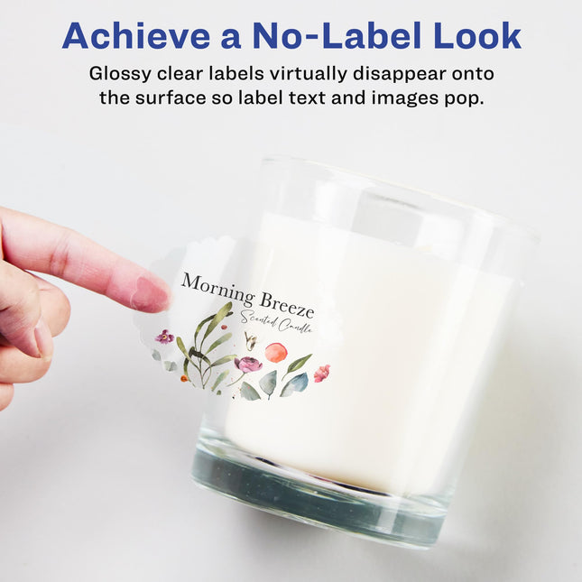 Avery Glossy Clear Oval Scalloped Labels with Sure Feed, 1-1/8" x 2-1/4", 525 Glossy Clear Labels, Print-to-The-Edge, Laser/Inkjet Printable Labels