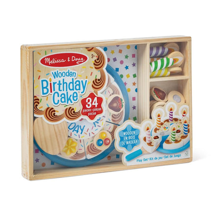 Melissa & Doug Wooden Birthday Cake | Pretend Play | Wooden Play Food Toy for Kids | 3+ | Gift for Boy or Girl