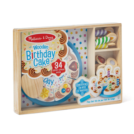 Melissa & Doug Wooden Birthday Cake | Pretend Play | Wooden Play Food Toy for Kids | 3+ | Gift for Boy or Girl