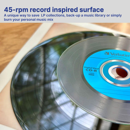 Verbatim CD-R Disques vierges 700 Mo 80 min 52x Disque enregistrable pour données et musique avec surface en vinyle numérique - Pack de 10 boîtiers minces bleu/vert/orange/rose/violet