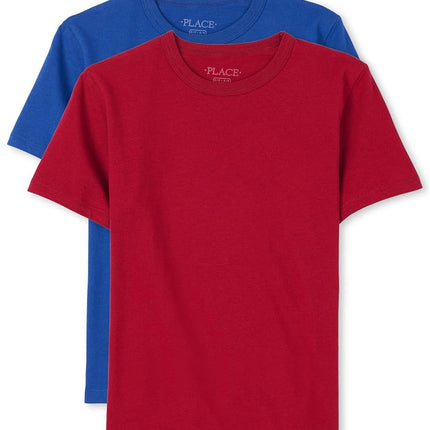 Lot de 2 t-shirts basiques à manches courtes The Children's Place pour garçons, bleu/rouge, taille XS