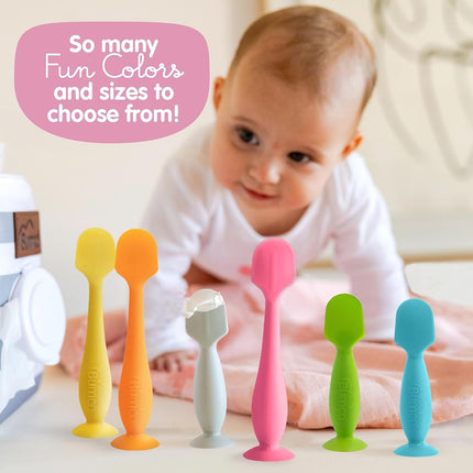 Spatule à crème de change Bumco + mini brosse pour crème de bébé avec étui de voyage – Kit d'application de crème pour les fesses, essentiel de bébé, brosse à crème de change, rose et gris