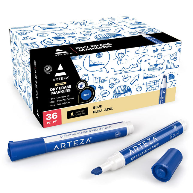 ARTEZA Dry Erase Markers � Bulk Pack of 36 Blue Wh