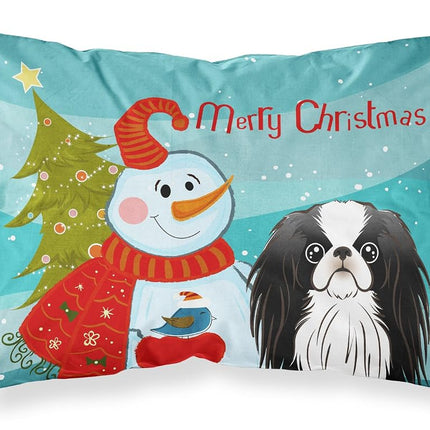 Caroline's Treasures BB1850PILLOWCASE Snowman with Japanese Chin Fabric Standard Pillowcase, Large, Multicolor