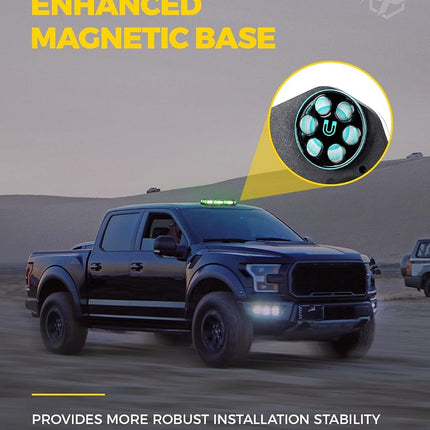 Xprite White Green Rooftop Emergency Strobe Light Bar, Beacon Safety Flashing Warnin Lights w/Control Panel Magnetic Base for Construction Trucks Plows Postal Security Cars