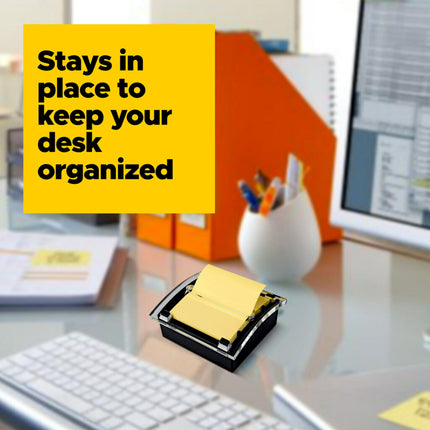Dispensador Post-it para notas de 76 x 76 mm, dispensador negro, 50 hojas